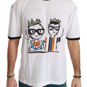 White Mens Print #dgfamily Cotton T-Shirt designed by Dolce&Gabbana