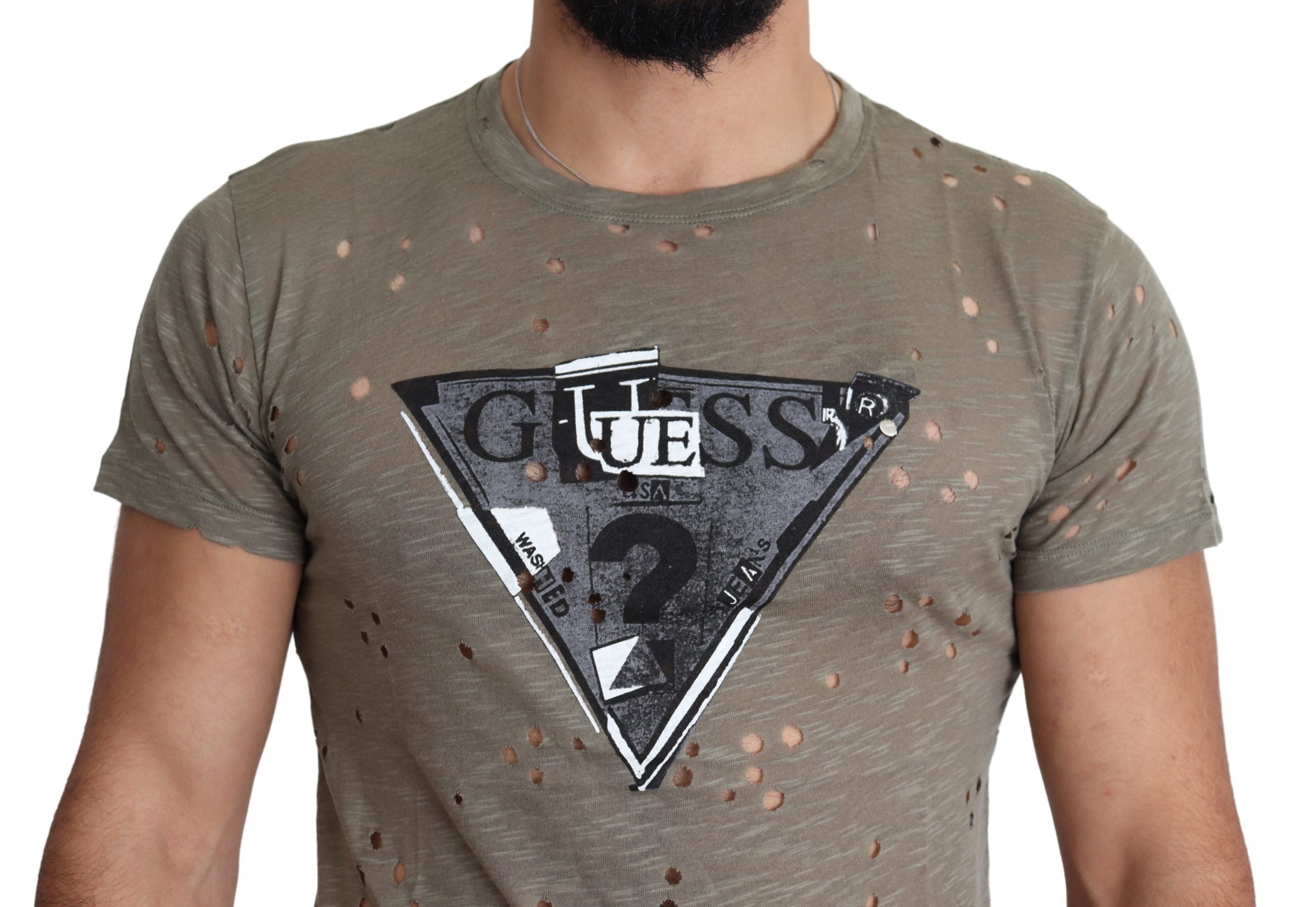 Brown Cotton Stretch Logo Print Men T-shirt designed by Guess - Image 4