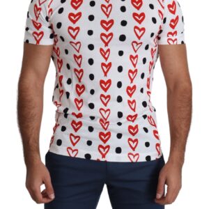 White Hearts Print Cotton Mens T-Shirt designed by Dolce&Gabbana