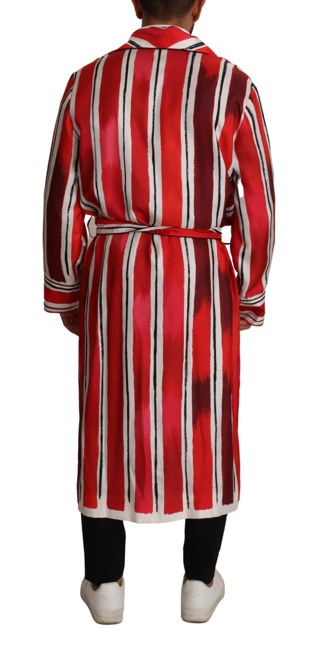 Red White Striped Silk Mens Robe designed by Dolce&Gabbana - Image 7