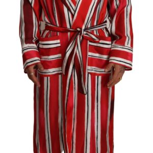 Red White Striped Silk Mens Robe designed by Dolce&Gabbana