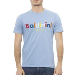 Light Blue Cotton Men T-Shirt designed by Baldinini Trend