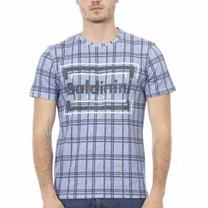 Light Blue Cotton Men T-Shirt designed by Baldinini Trend