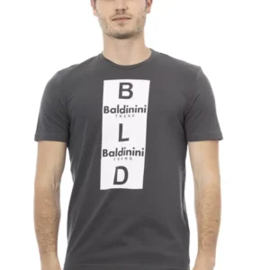 Gray Cotton Men T-Shirt designed by Baldinini Trend