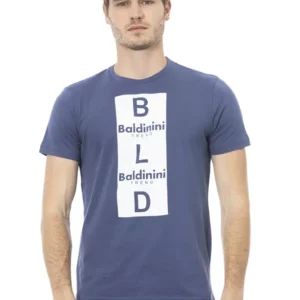 Blue Cotton Men T-Shirt designed by Baldinini Trend