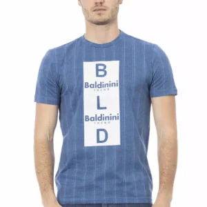Light Blue Cotton Men T-Shirt designed by Baldinini Trend