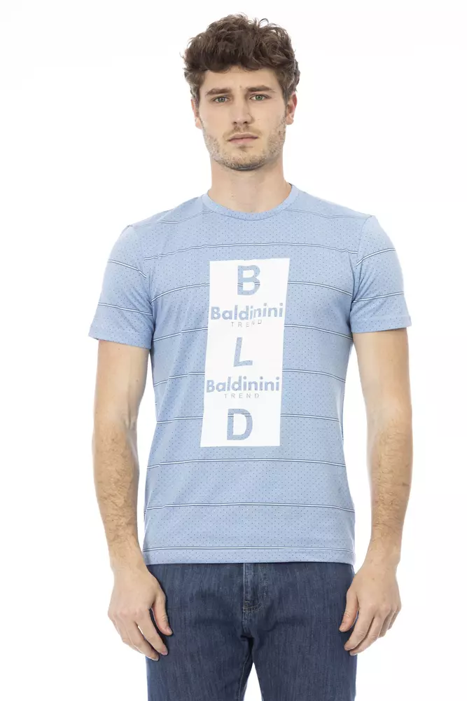 Light Blue Cotton Men T-Shirt designed by Baldinini Trend