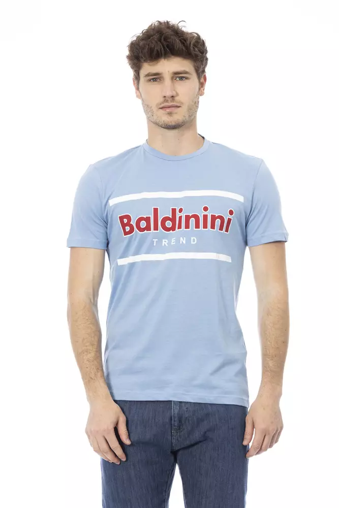 Light Blue Cotton Men T-Shirt designed by Baldinini Trend