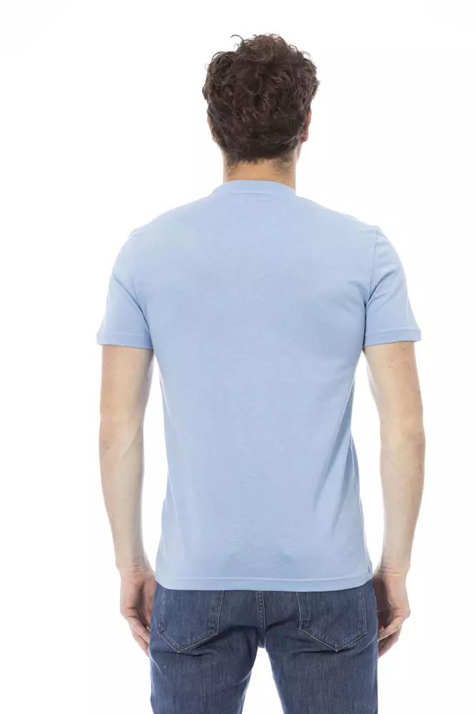 Light Blue Cotton Men T-Shirt designed by Baldinini Trend - Image 3