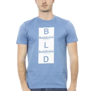 Light Blue Cotton Men T-Shirt designed by Baldinini Trend