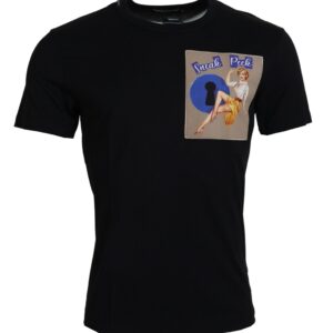 Black Sneak Peek Cotton Short Sleeve T-Shirt designed by Dolce&Gabbana