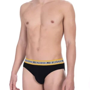 Black Cotton Men Brief Underwear designed by Bikkembergs