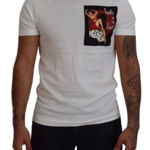 Cotton White Logo Print Crew Neck T-shirt designed by Dolce&Gabbana