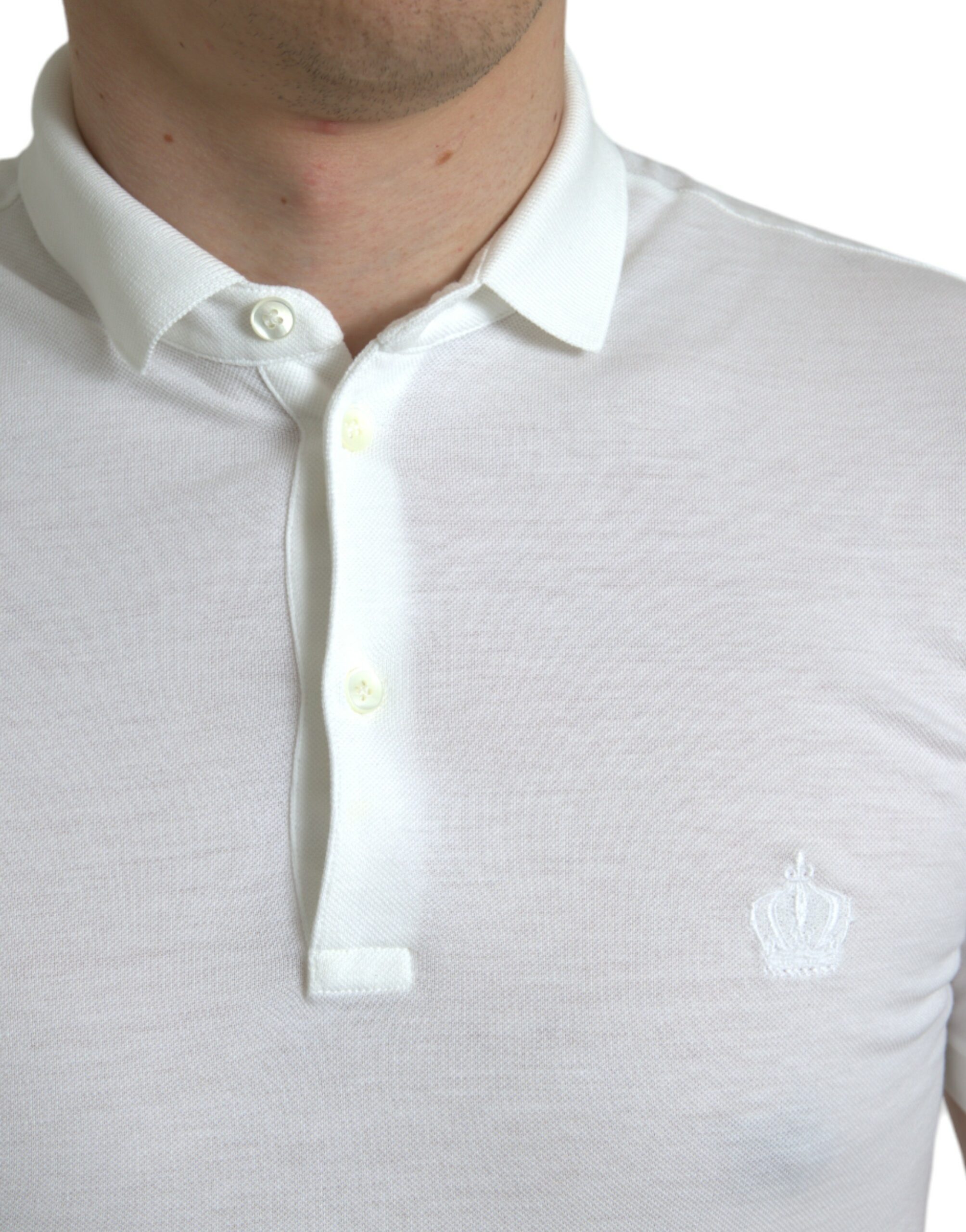 White Collared Polo Crown T-Shirt designed by Dolce&Gabbana - Image 4
