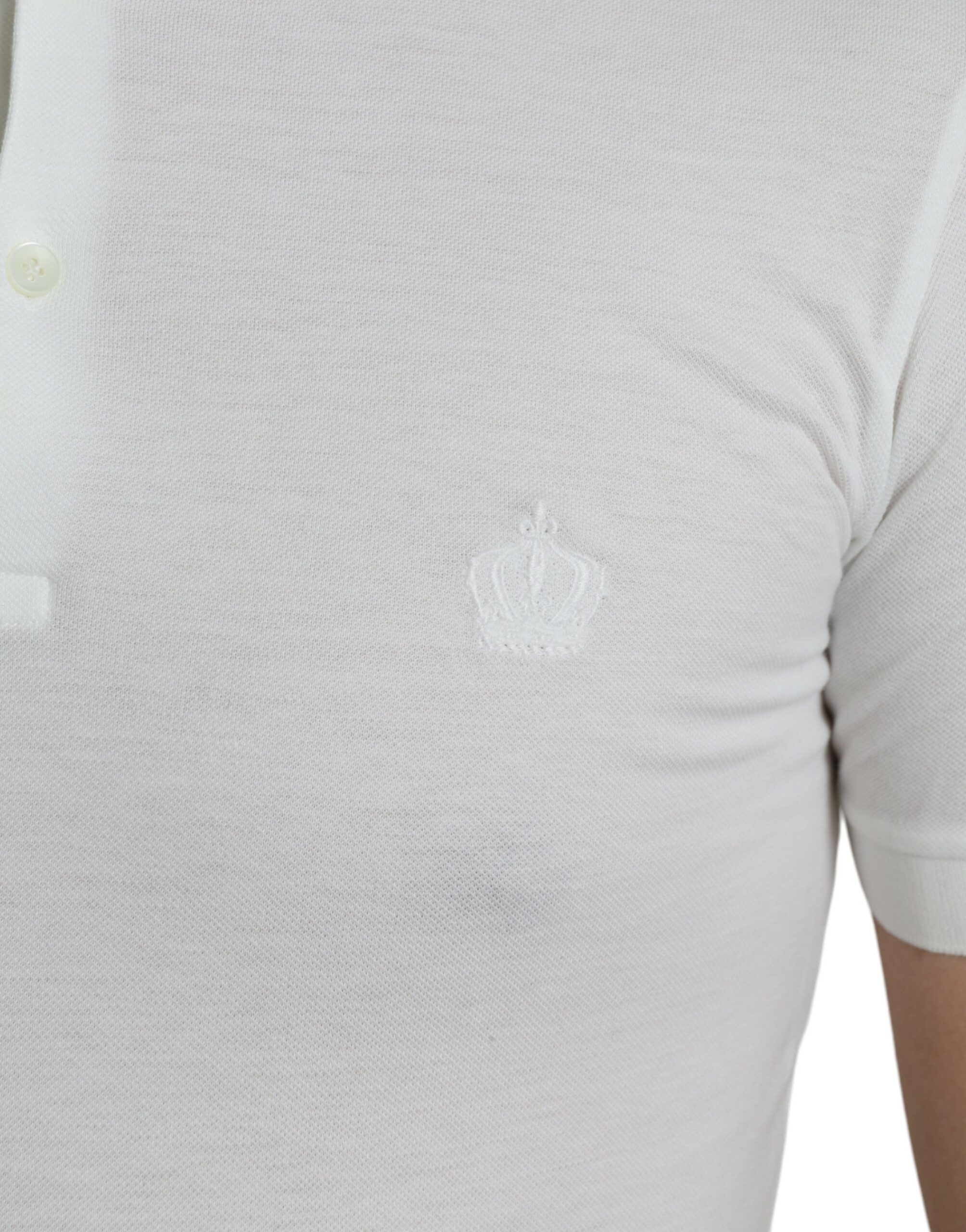 White Collared Polo Crown T-Shirt designed by Dolce&Gabbana - Image 5