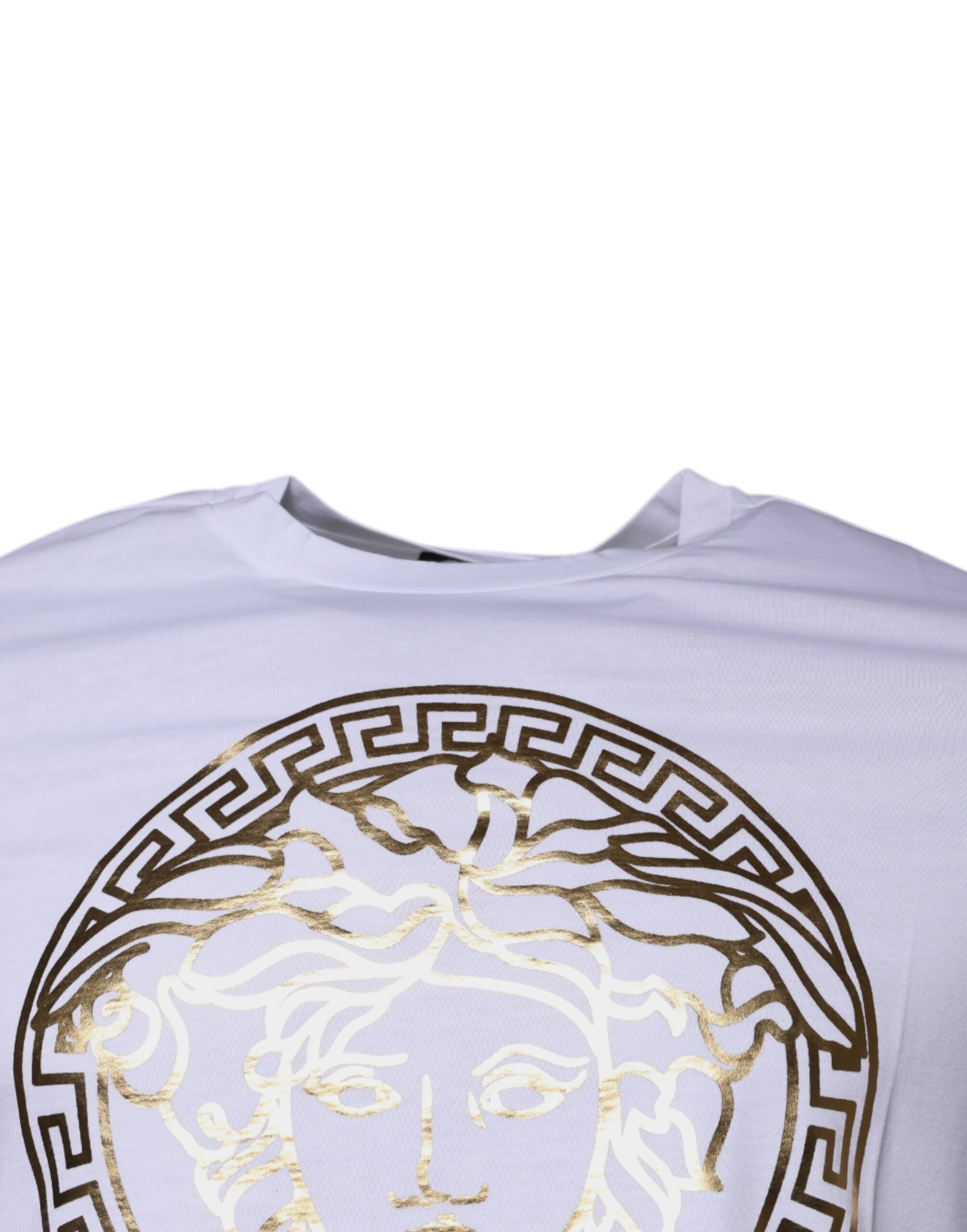 White Medusa Print Cotton Crew Neck T-shirt designed by Versace - Image 3