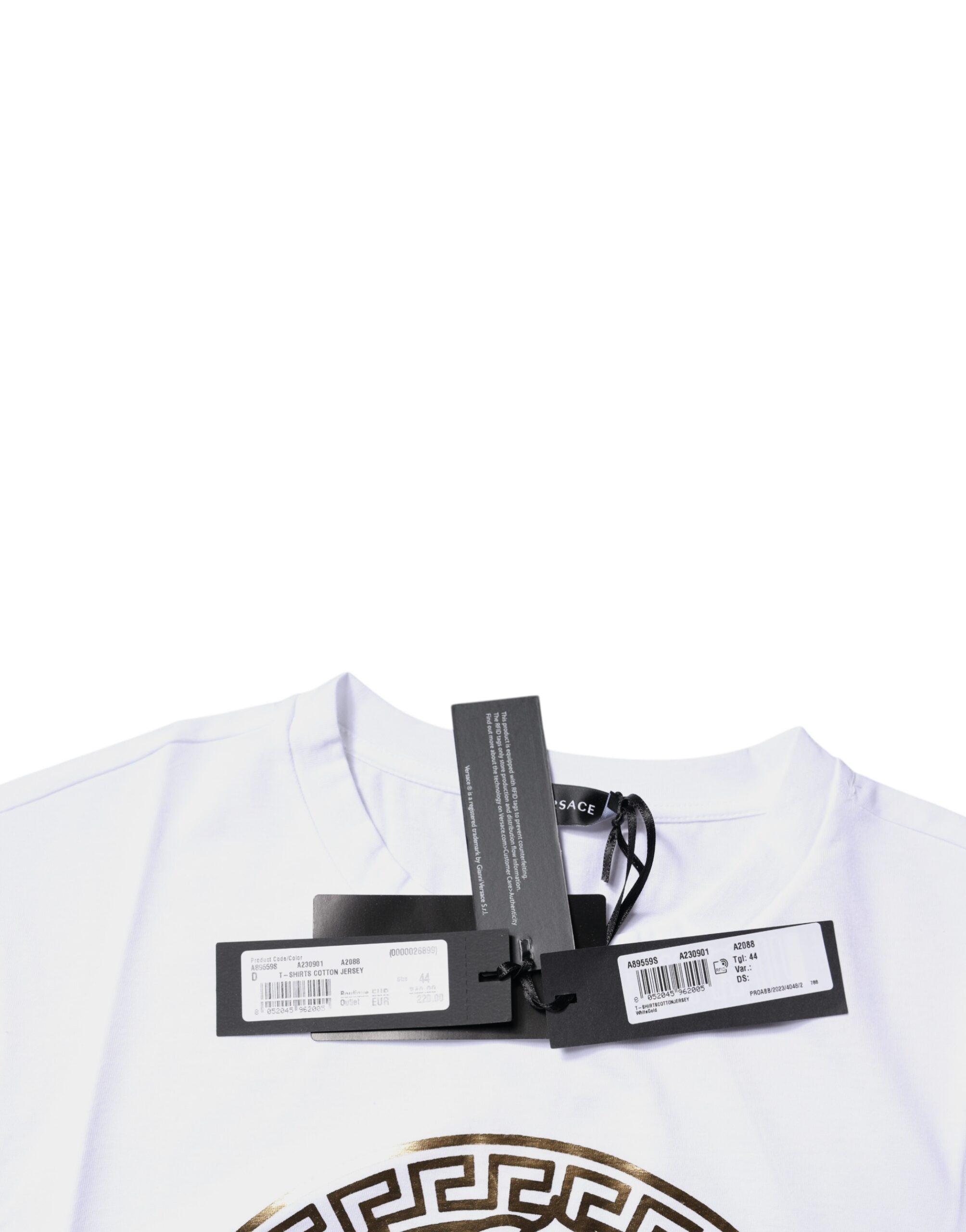 White Medusa Print Cotton Crew Neck T-shirt designed by Versace - Image 7