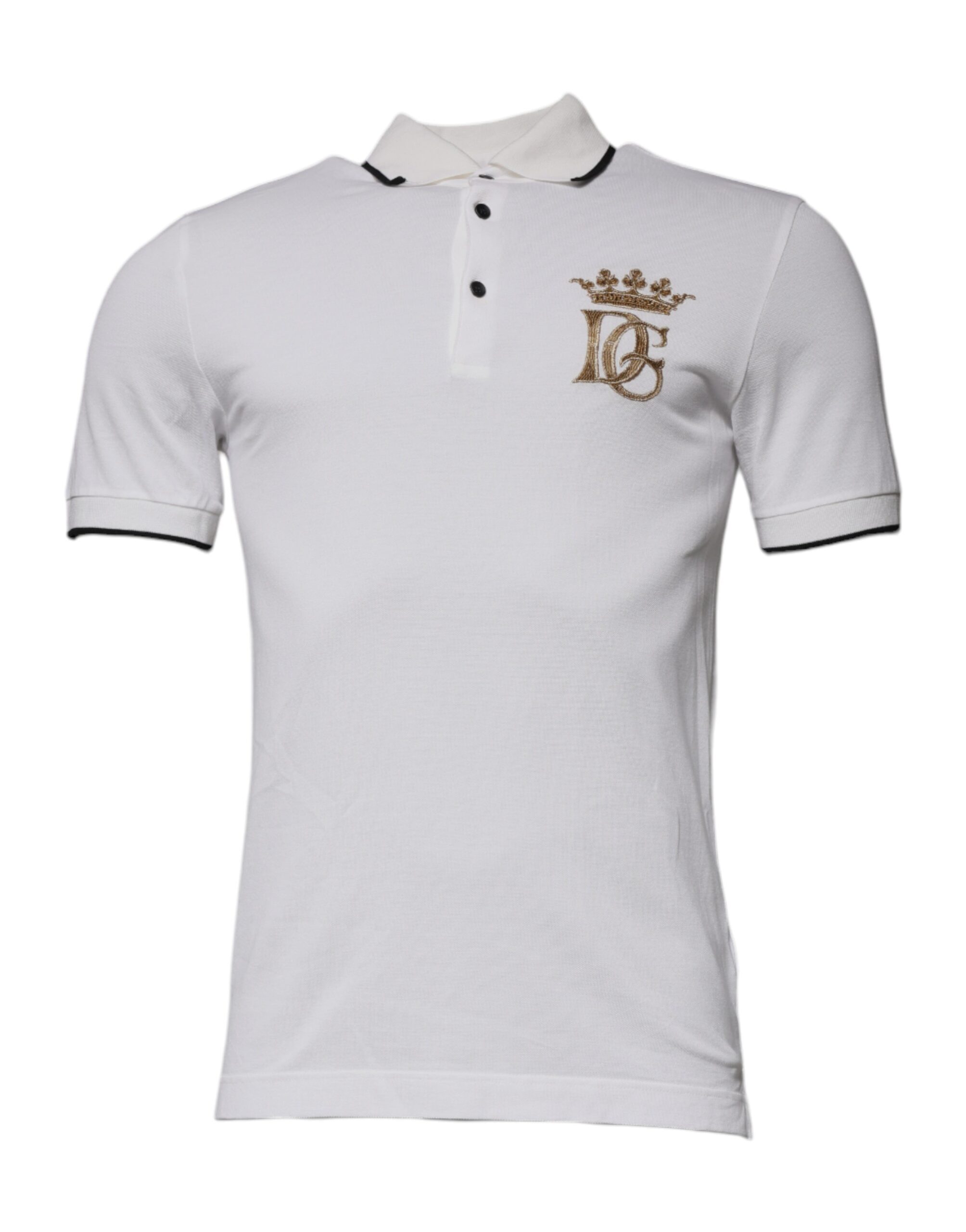Off White Crown Cotton Collared Polo T-shirt designed by Dolce & Gabbana - Image 2