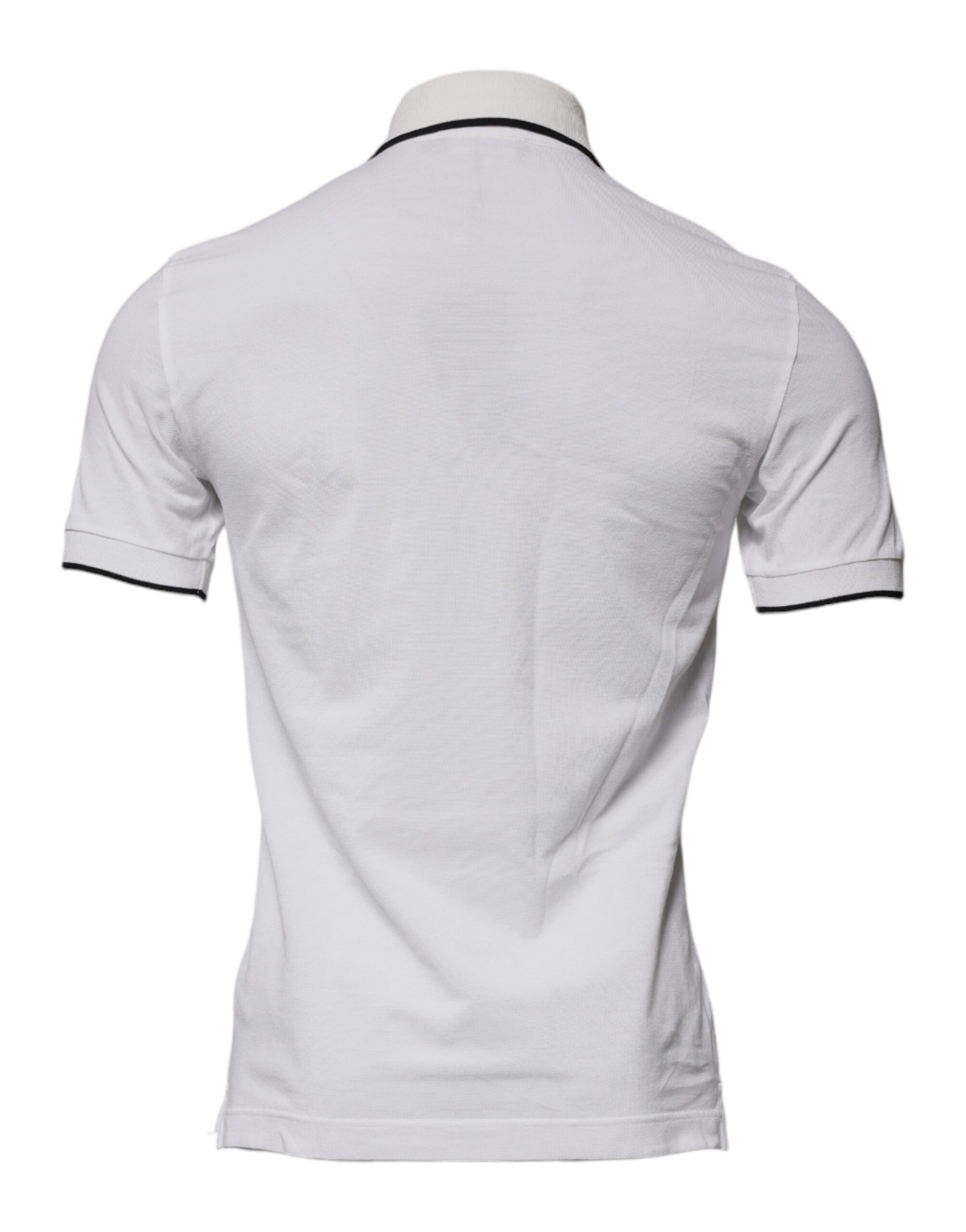 Off White Crown Cotton Collared Polo T-shirt designed by Dolce & Gabbana - Image 5
