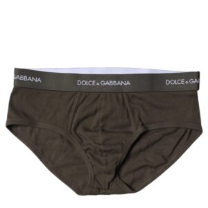 Gray Cotton Men Mid Slip Brief Underwear designed by Dolce&Gabbana