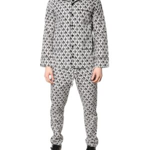 Black White DG Print Cotton Pajama Set Sleepwear designed by Dolce&Gabbana