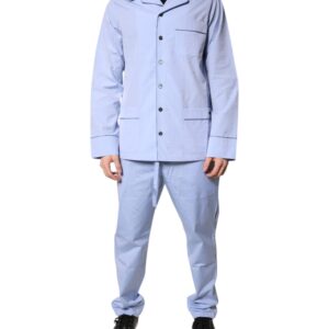 Light Blue DG Logo Cotton Men Pajama Set Sleepwear designed by Dolce&Gabbana
