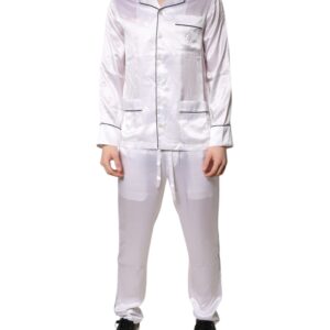 White Satin Silk Men Pajama Set Sleepwear designed by Dolce&Gabbana
