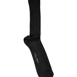 Black Cotton DG Logo Mid Calf Men Socks designed by Dolce & Gabbana