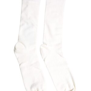 White Cotton Solid Mid Calf Men Socks designed by Dolce & Gabbana