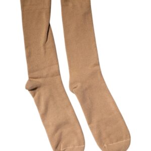 Brown Solid Cotton Mid Calf Men Socks designed by Dolce & Gabbana