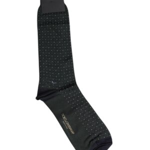 Black Polka Dots Cotton Mid Calf Socks designed by Dolce & Gabbana