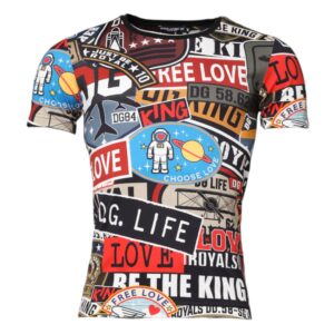 Multicolor Patchwork Cotton Crew Neck T-shirt designed by Dolce & Gabbana