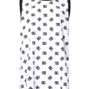 White Polyester Sleeveless DG Logo T-shirt designed by Dolce & Gabbana