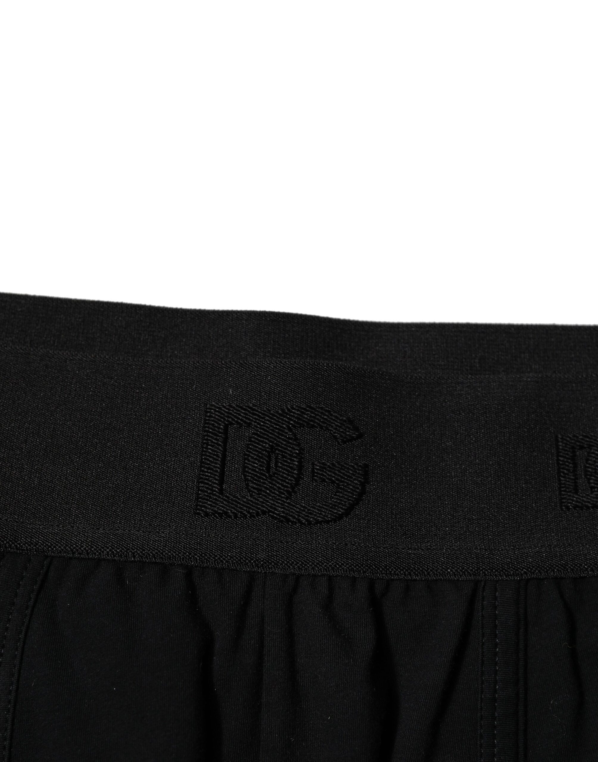 Black Cotton Stretch Regular Boxer Underwear by Dolce&Gabbana - Image 4