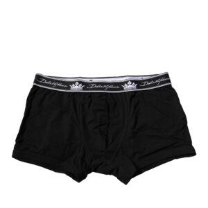 Black Cotton Stretch Regular Boxer Underwear designed by Dolce & Gabbana