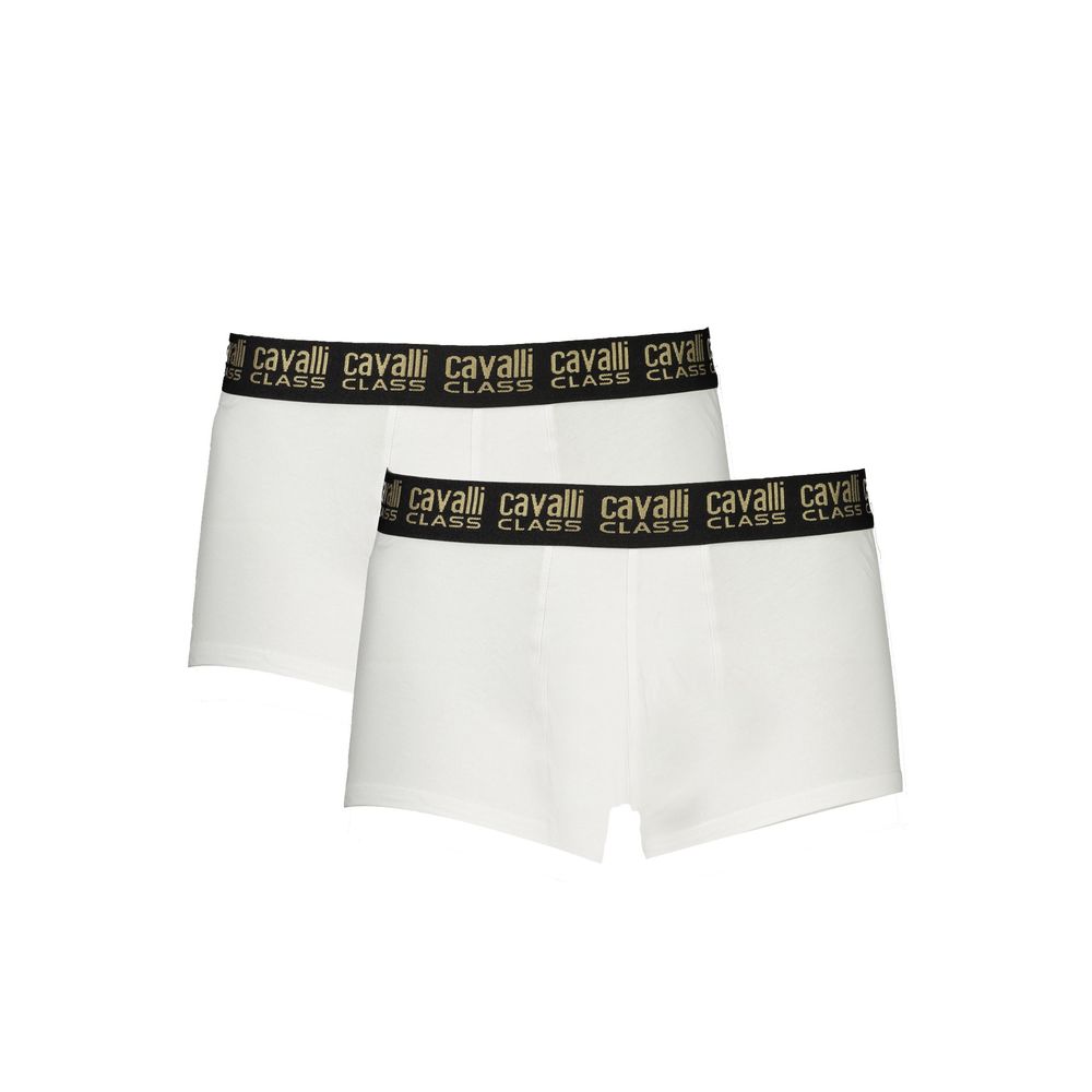 White Cotton Men Boxer Pair designed by Cavalli Class