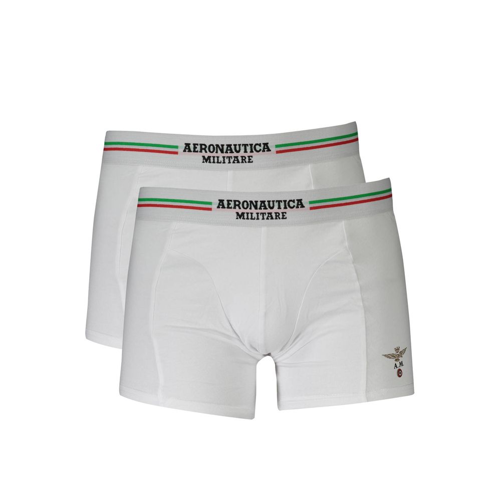 White Cotton Men Boxer designed by Aeronautica Militare