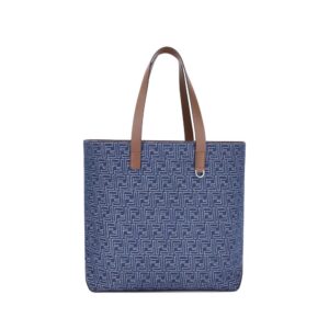 Elegant Light Blue Cotton Shoulder Bag designed by Fendi