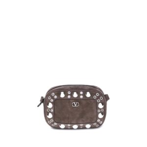 Brown Calf Leather Bos Taurus Shoulder Bag designed by Valentino Garavani
