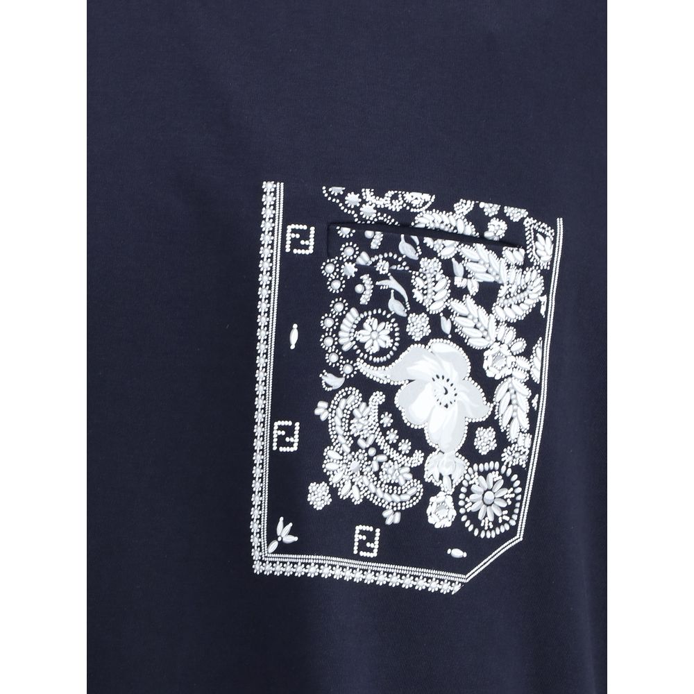 Stylish Blue Soft Cotton T-Shirt designed by Fendi - Image 3