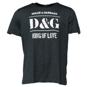 Black Cotton Printed Short Sleeves T-shirt designed by Dolce&Gabbana