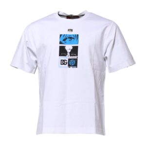 White Cotton Crew Neck Graphic Print T-shirt designed by Dolce&Gabbana
