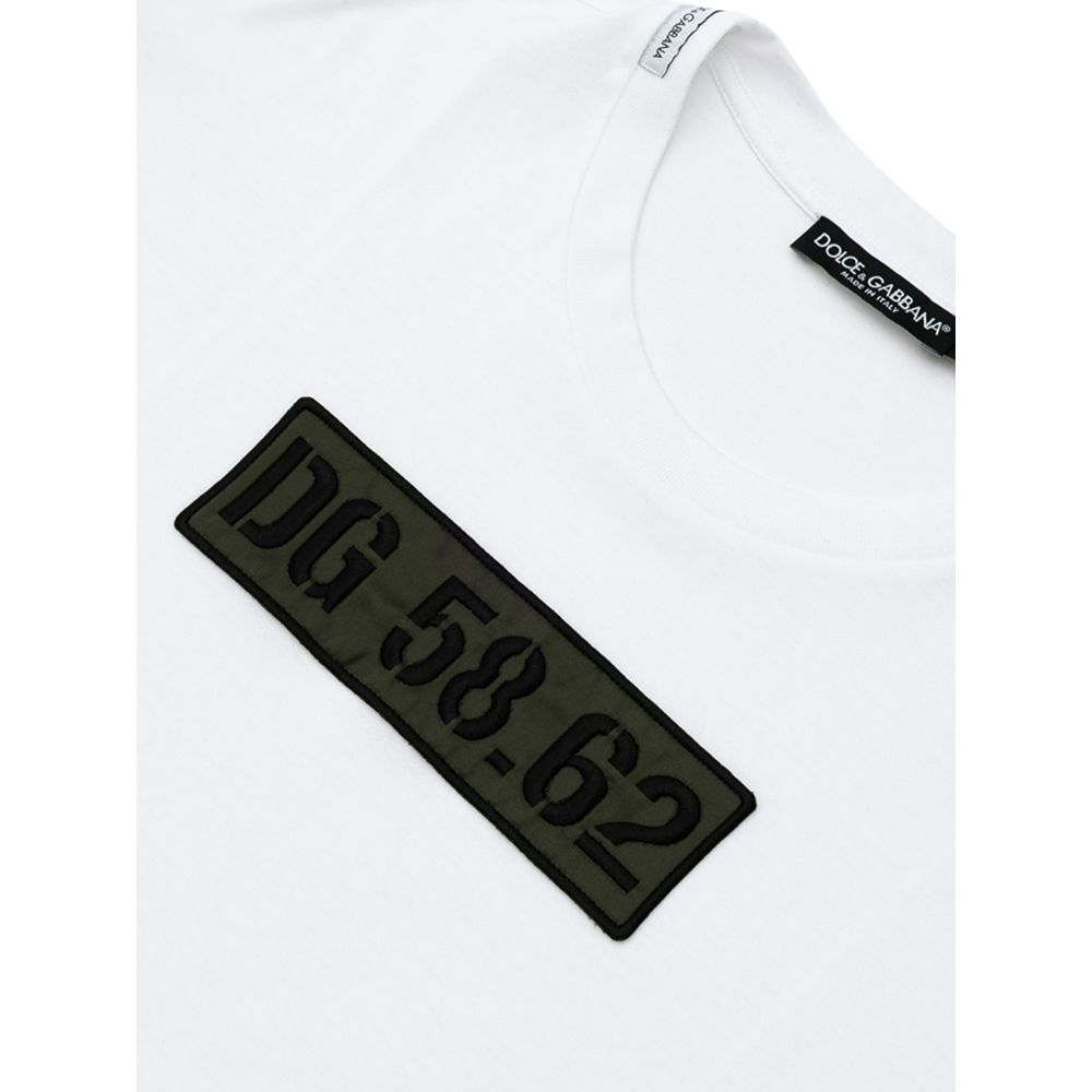 White Cotton T-Shirt designed by Dolce&Gabbana - Image 3