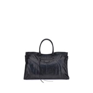 Black Calf Leather Bos Taurus Shoulder Bag by Balenciaga