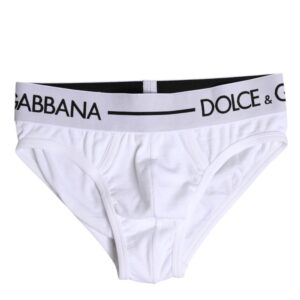 White Cotton Stretch Regular Brief Underwear by Dolce & Gabbana