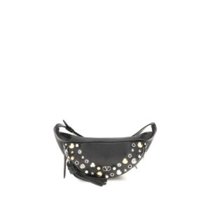 Black Leather Bos Taurus Shoulder Bag designed by Valentino Garavani