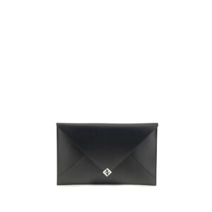 Elegant Black Leather Clutch Bag designed by Fendi