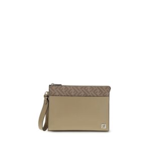 Stylish Beige Leather Clutch Bag designed by Fendi