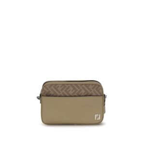 Stylish Beige Leather FF Shoulder Bag designed by Fendi