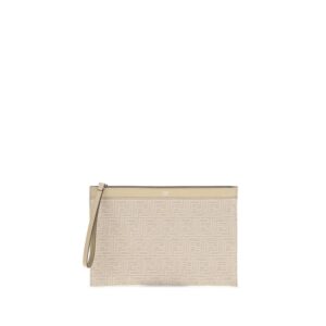 Chic Cream Cotton FF Clutch Bag designed by Fendi